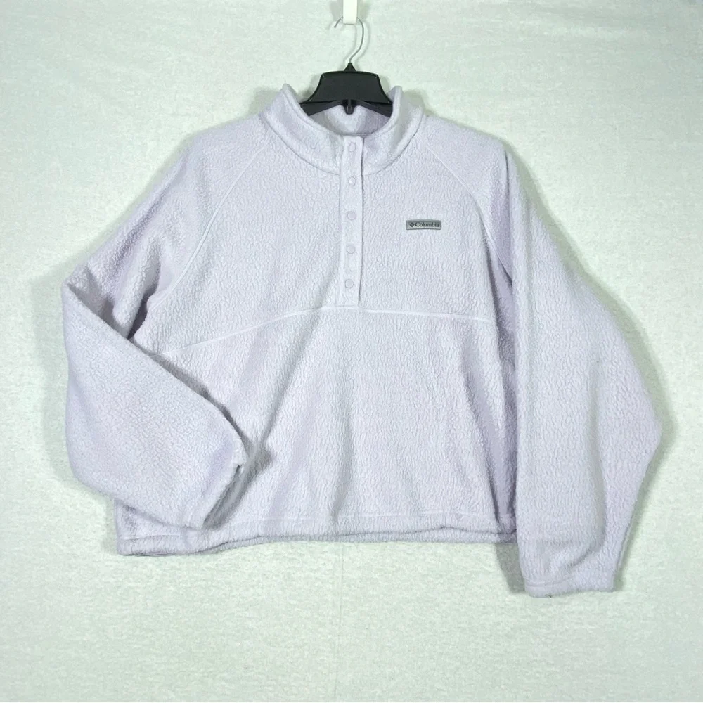 Columbia Jasper Ridge Pebbled Fleece Women's 3X Purple Half Snap Pullover NWT